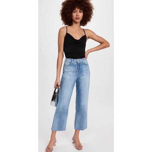 L'Agence Wanda Wide Leg Jeans Size 29 Highland Blue High Rise Crop Casual Staple - Picture 1 of 14